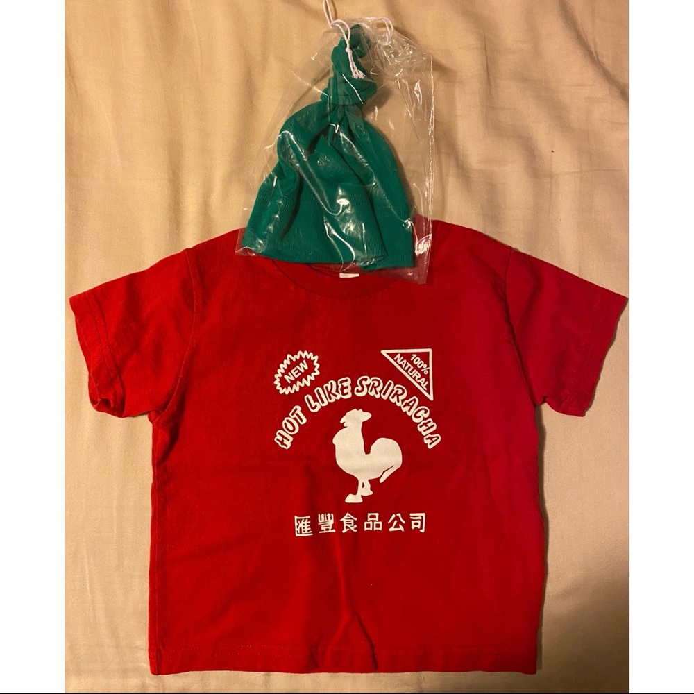 Licensed Sriracha Baby Outfit Hat for Costume, Shower or Christmas Gift LIKE NEW